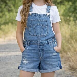 Gap Kids XXL Denim Shortalls Adjustable 30x30 Distressed